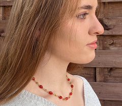Antikes Collier aus Karneol und Messing