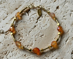 Vergoldetes 925 Silber Armband mit Karneol