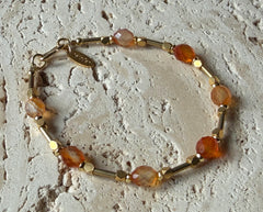 Vergoldetes 925 Silber Armband mit Karneol
