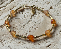 Vergoldetes 925 Silber Armband mit Karneol