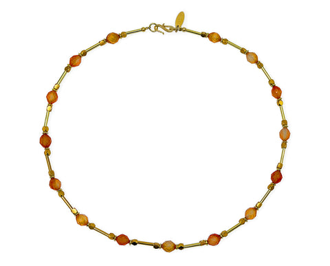 Vergoldetes 925 Silber Collier mit Karneol