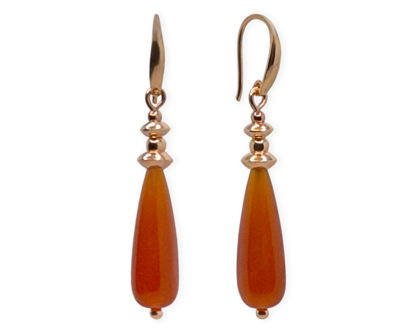 Rosegold überzogenen Silber Ohrringe mit Karneol