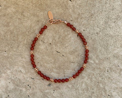 Karneol Armband mit Rosegold und 925 Silber