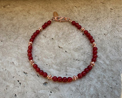 Karneol Armband mit Rosegold und 925 Silber