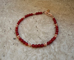 Karneol Armband mit Rosegold und 925 Silber