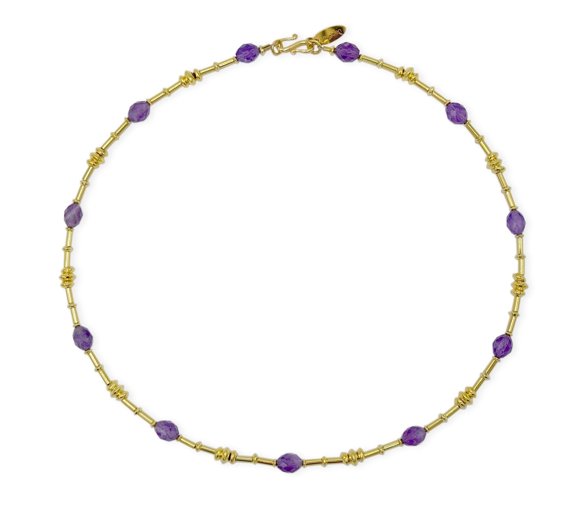 Vergoldetes 925 Silber Collier mit facettierten lila Amethysten