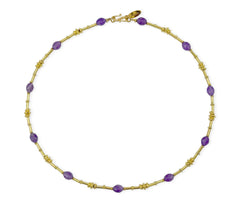 Vergoldetes 925 Silber Collier mit facettierten lila Amethysten