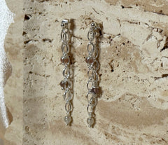 925 Silber Ketten-Ohrstecker mit Botswana Achat