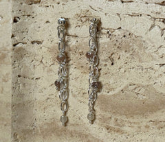 925 Silber Ketten-Ohrstecker mit Botswana Achat