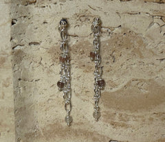 925 Silber Ketten-Ohrstecker mit Botswana Achat