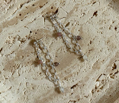 925 Silber Ketten-Ohrstecker mit Botswana Achat