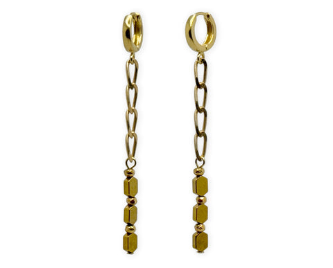 Vergoldete 925 Silber Ohrringe mit Hämatiten