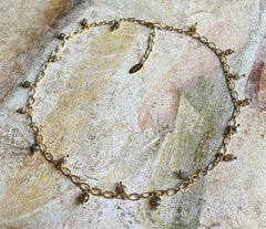 Langes vergoldetes 925 Silber Collier mit Botswana Achat