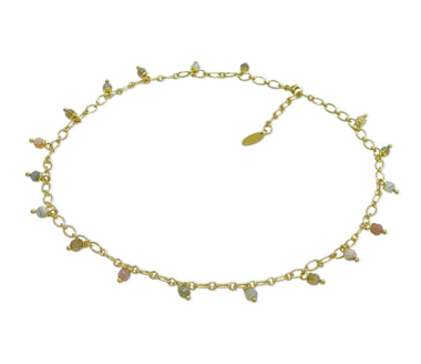 Langes vergoldetes 925 Silber Collier mit Botswana Achat