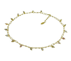 Langes vergoldetes 925 Silber Collier mit Botswana Achat