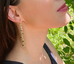 Vergoldete 925 Silber Ohrringe mit Onyx