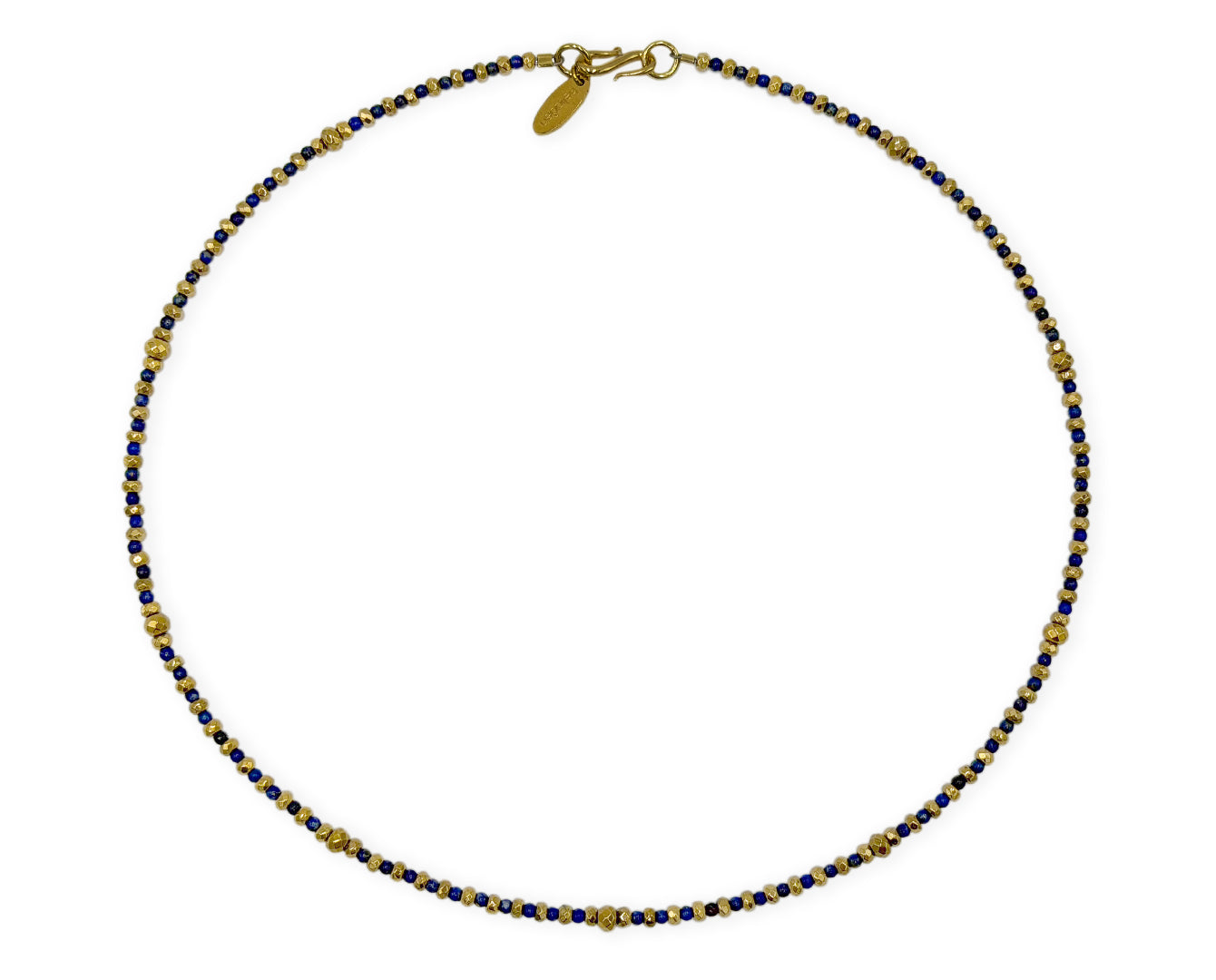 Vergoldetes Silber Lapislazuli Collier mit Hämatiten