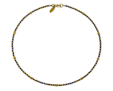Vergoldetes Silber Lapislazuli Collier mit Hämatiten
