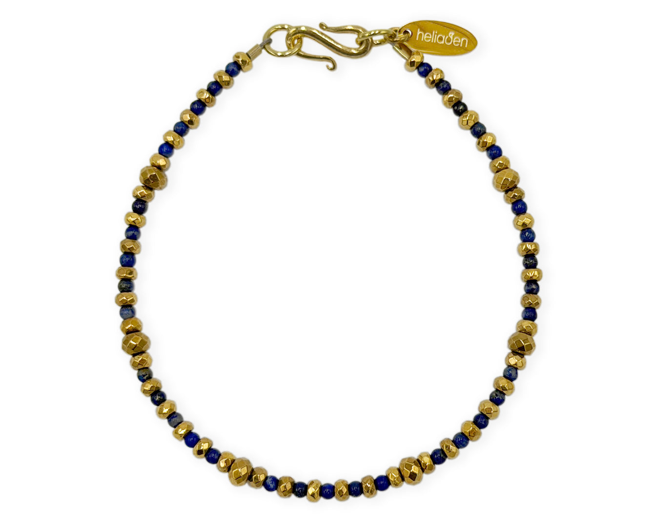 Vergoldetes Silber Lapislazuli Collier mit Hämatiten
