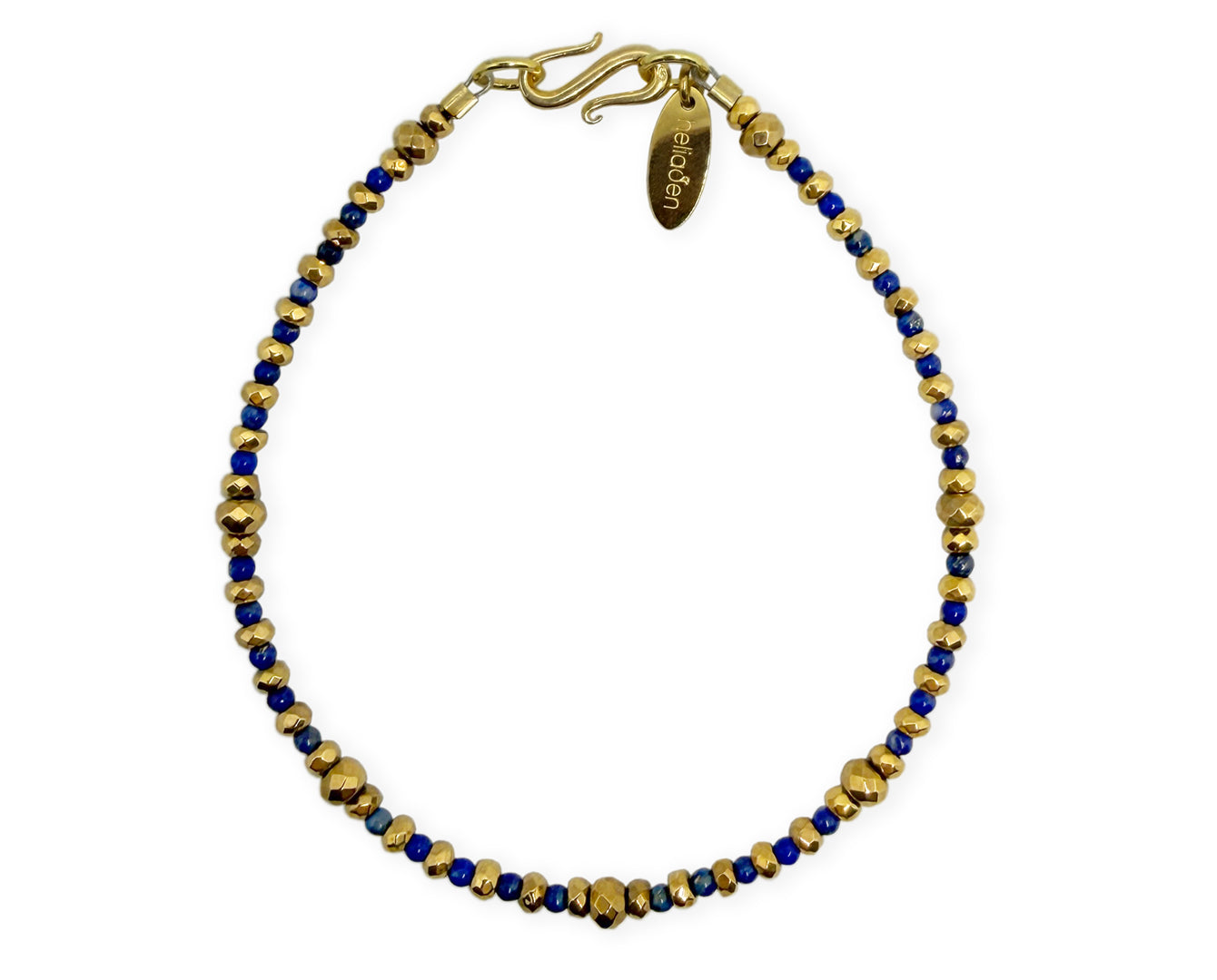Vergoldetes Silber Lapislazuli Collier mit Hämatiten
