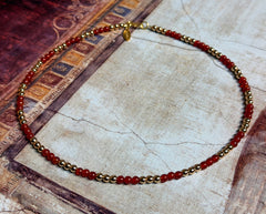 Maria von Burgund 925 Silber Collier mit Karneol und Hämatiten
