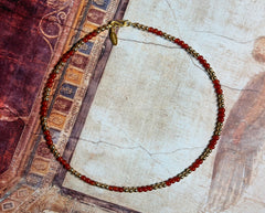 Maria von Burgund 925 Silber Collier mit Karneol und Hämatiten