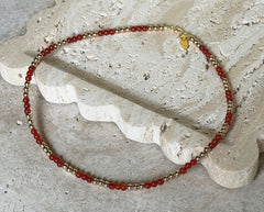 Maria von Burgund 925 Silber Collier mit Karneol und Hämatiten