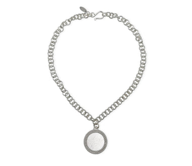 Massives 925 Silber Collier mit rundem Anhänger