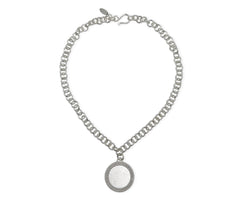 Massives 925 Silber Collier mit rundem Anhänger