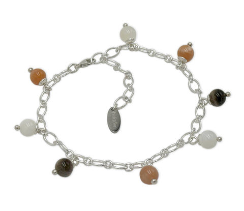 925 Silber Armband mit mehrfarbigen Mondsteinen