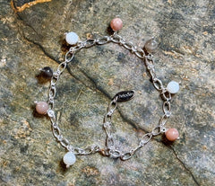 925 Silber Armband mit mehrfarbigen Mondsteinen