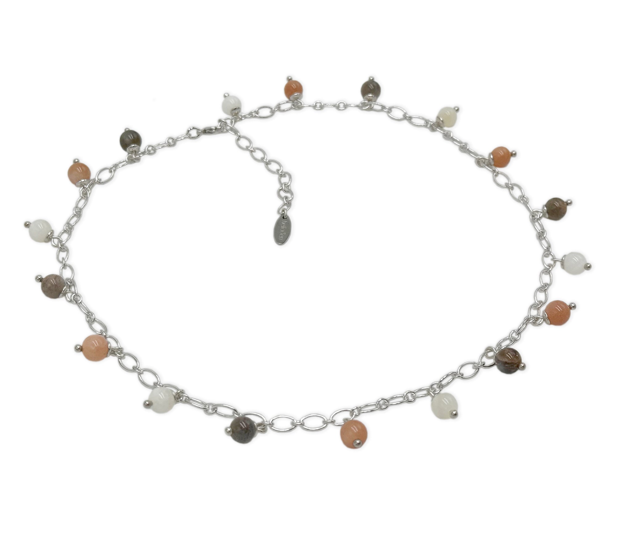 925 Silber Collier mit mehrfarbigen Mondsteinen