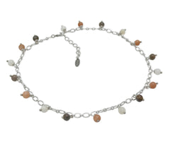 925 Silber Collier mit mehrfarbigen Mondsteinen