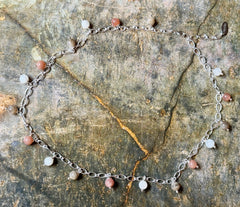 925 Silber Collier mit mehrfarbigen Mondsteinen