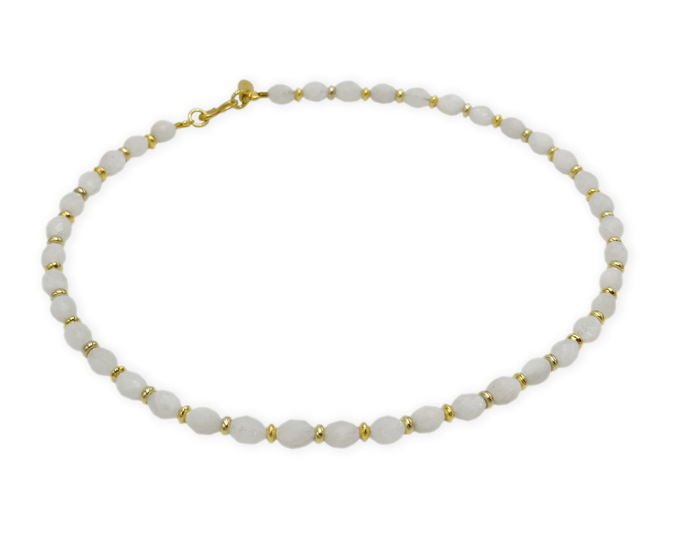 Vergoldetes 925 Silber Collier mit Mondsteinen