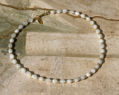 Vergoldetes 925 Silber Collier mit Mondsteinen