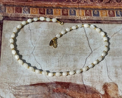 Vergoldetes 925 Silber Collier mit Mondsteinen