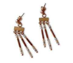 Dreiteilige Crotalia Ohrringe mit Rosegold 925 Silber und Mondsteinen