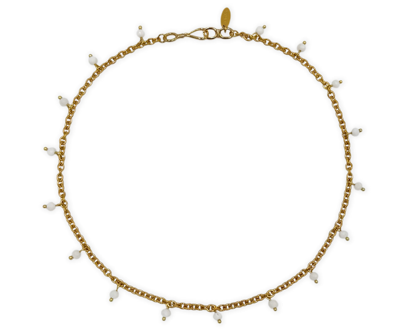 Messing Collier mit Mondsteinen