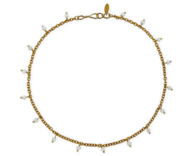 Messing Collier mit Mondsteinen