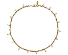 Messing Collier mit Mondsteinen