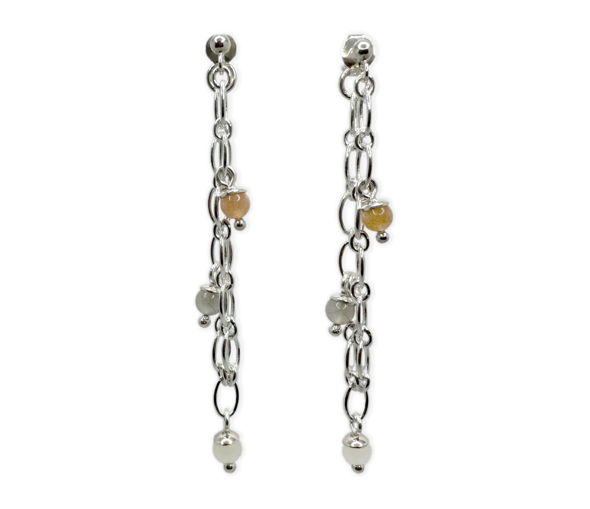 925 Silber Ohrringe mit mehrfarbigen Mondsteinen