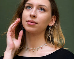 925 Silber Ketten-Ohrstecker mit Botswana Achat