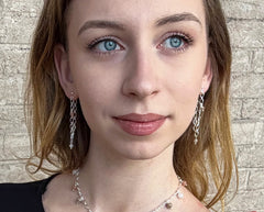 925 Silber Ketten-Ohrstecker mit Botswana Achat