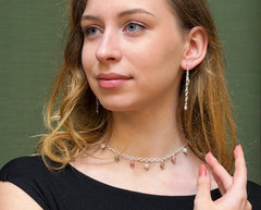 925 Silber Ketten-Ohrstecker mit Botswana Achat