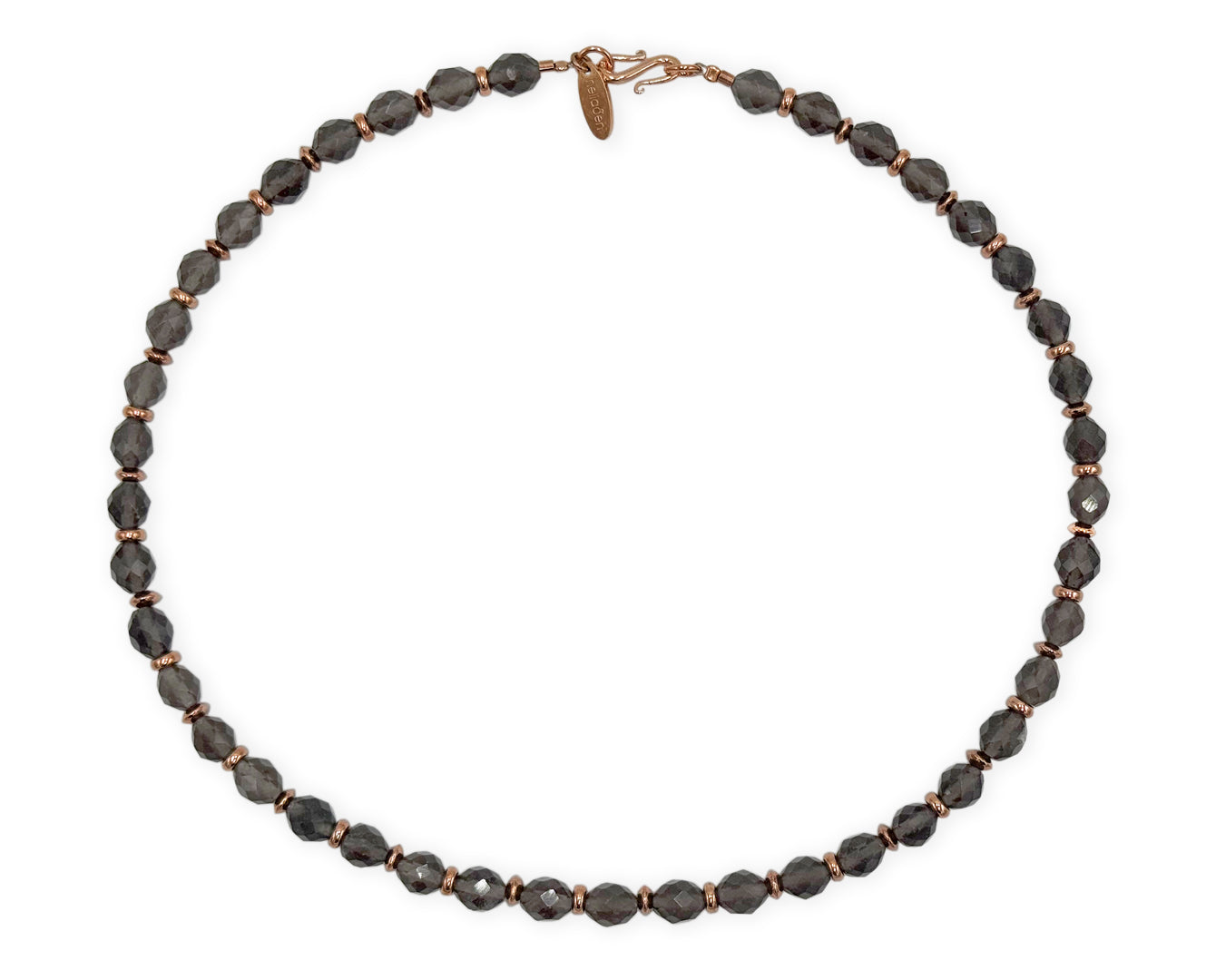 Rosegold 925 Silber Collier mit Obsidian