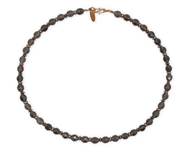 Rosegold 925 Silber Collier mit Obsidian