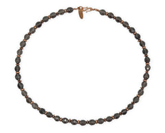 Rosegold 925 Silber Collier mit Obsidian