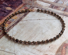 Rosegold 925 Silber Collier mit Obsidian