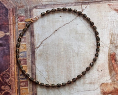 Rosegold 925 Silber Collier mit Obsidian